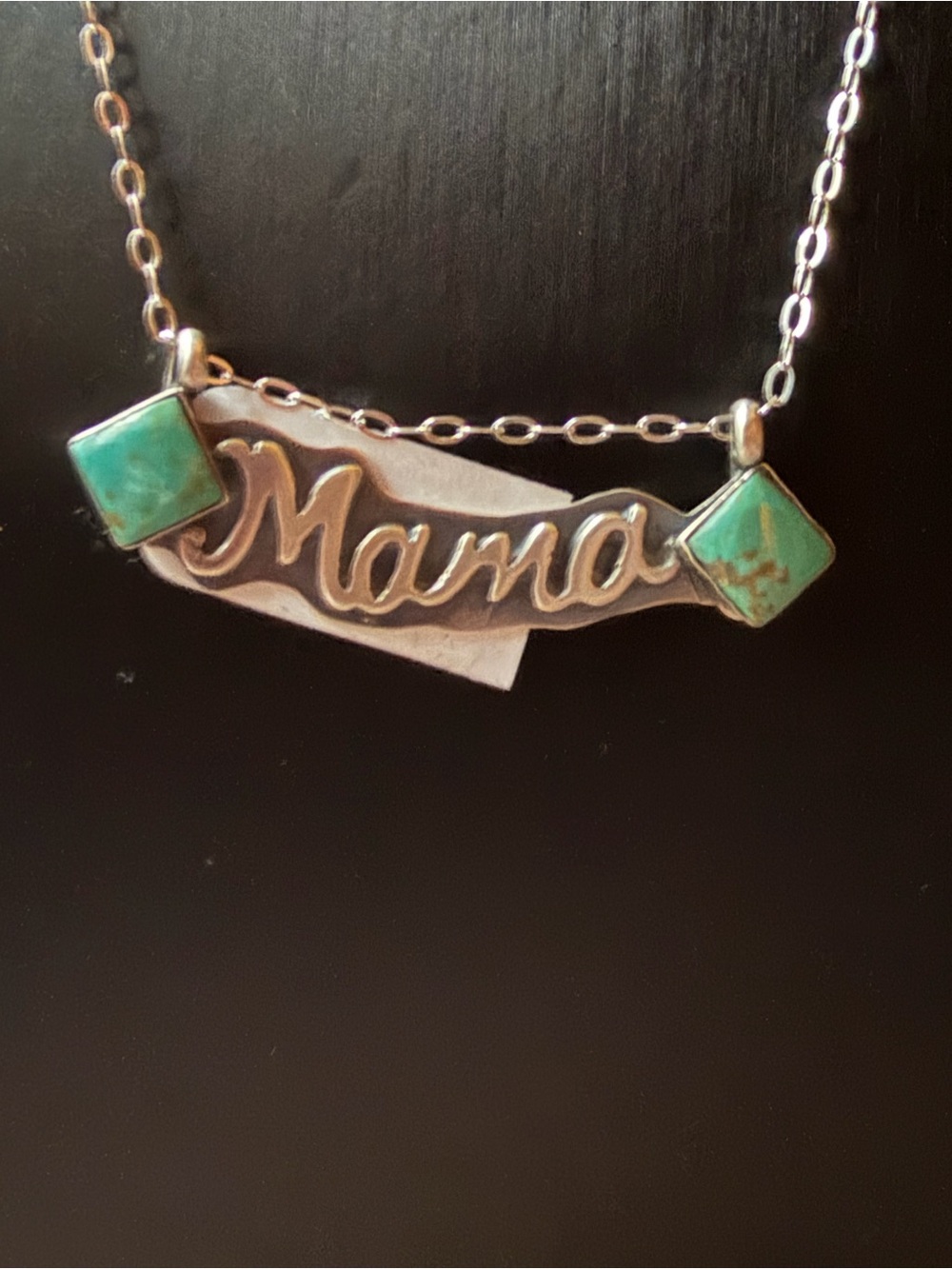 Navajo Charlene Yazzie Mama Turquoise Accent Silver Necklace